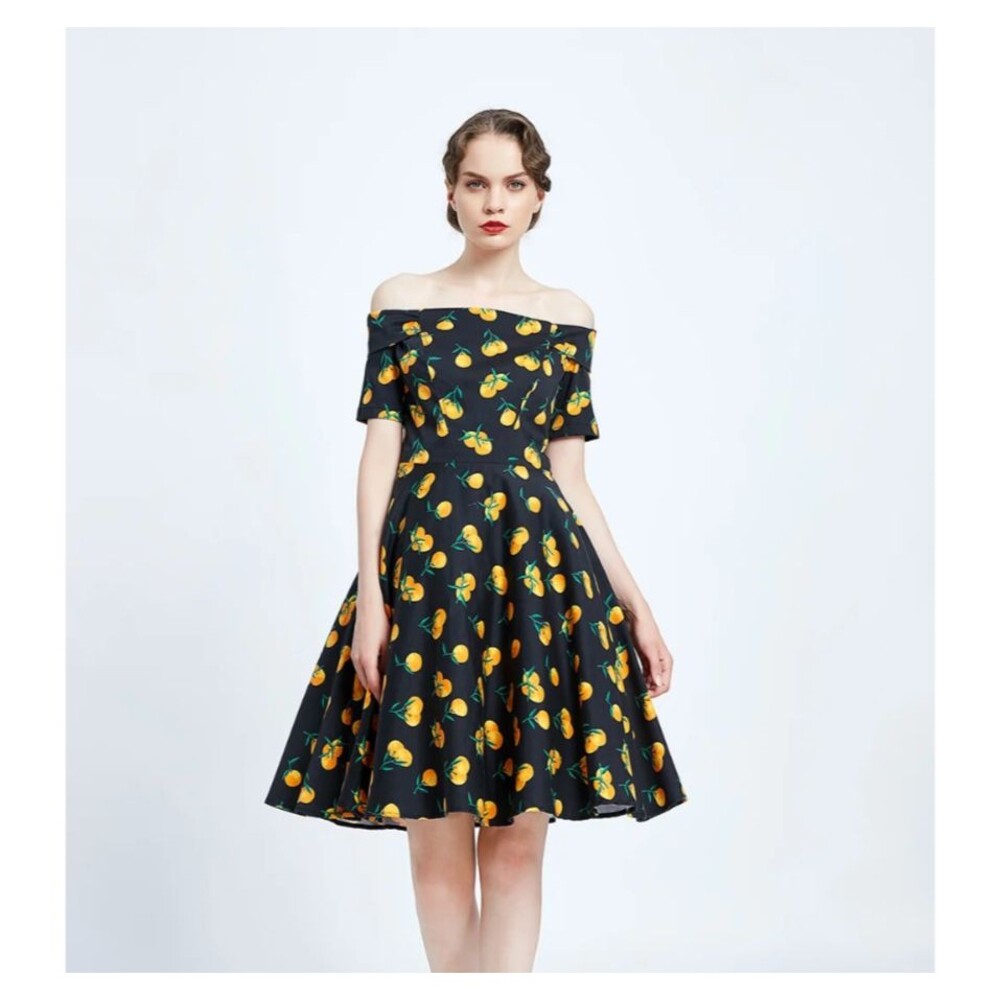 Miss Lulo Kim Mandarin Orange Swing Dress Pin up Rockabilly Retro 50s Size 4X